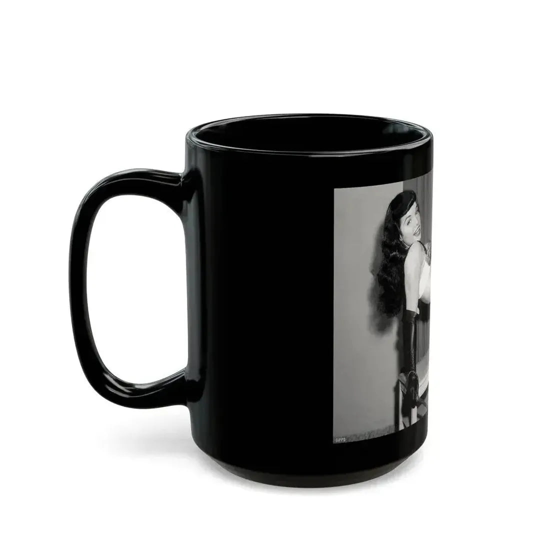 Bettie Page #943 (Vintage Female Icon) Black Coffee Mug - Go Mug Yourself