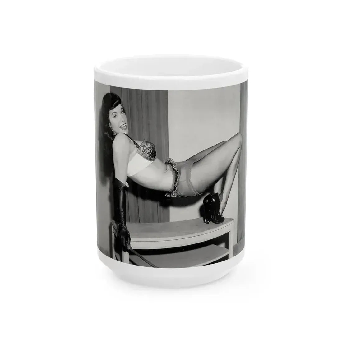 Bettie Page #943 (Vintage Female Icon) White Coffee Mug 15oz - Go Mug Yourself