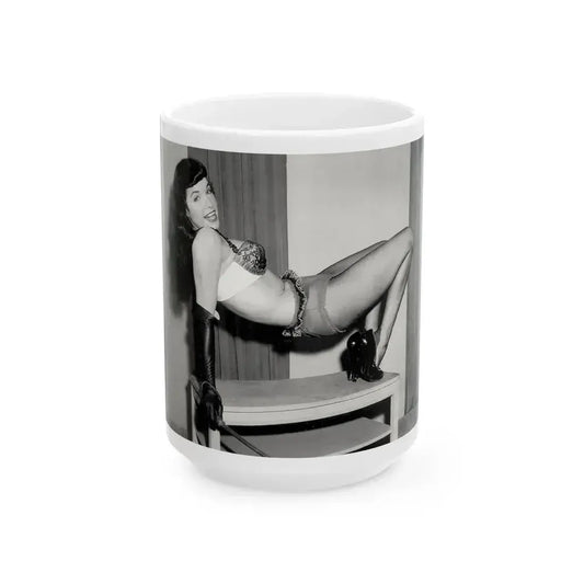 Bettie Page #943 (Vintage Female Icon) White Coffee Mug 15oz - Go Mug Yourself