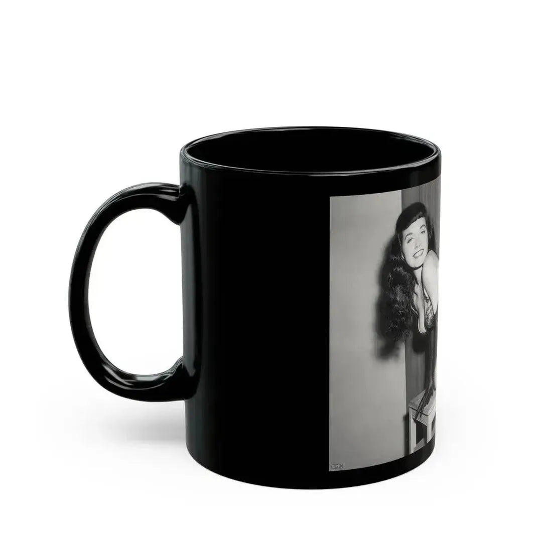 Bettie Page #944 (Vintage Female Icon) Black Coffee Mug - Go Mug Yourself
