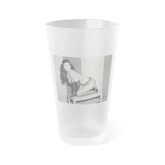 Bettie Page #944 (Vintage Female Icon) Frosted Pint Glass 16oz 16oz Frosted - Go Mug Yourself