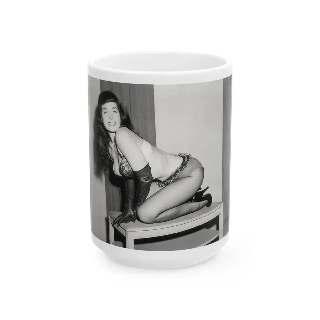 Bettie Page #944 (Vintage Female Icon) White Coffee Mug 15oz - Go Mug Yourself
