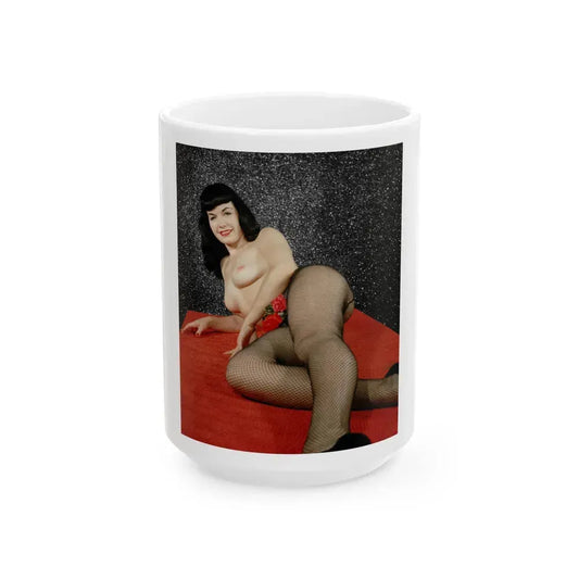Bettie Page #95 (Vintage Female Icon) White Coffee Mug 15oz - Go Mug Yourself
