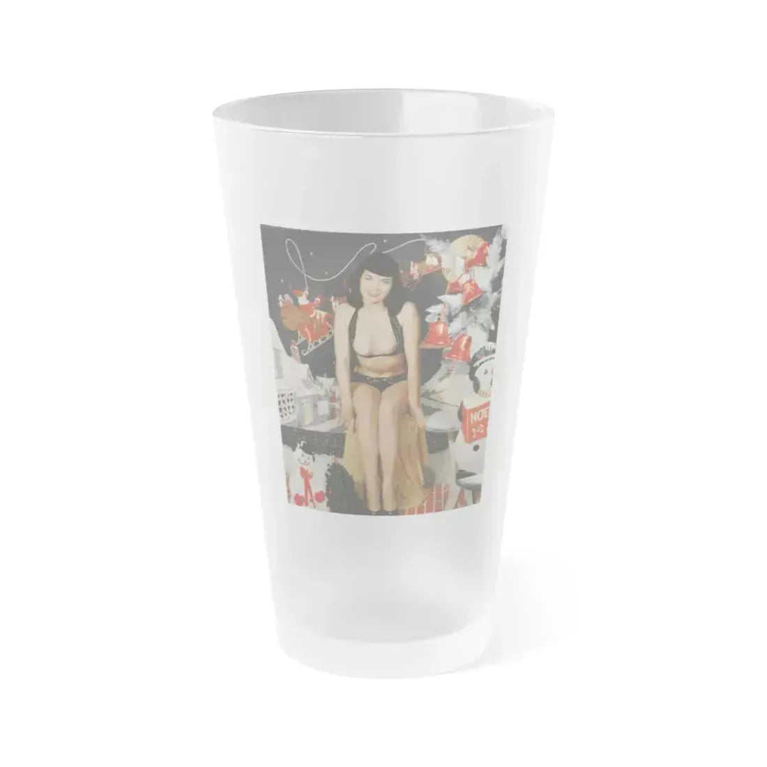 Bettie Page #96 (Vintage Female Icon) Frosted Pint Glass 16oz 16oz Frosted - Go Mug Yourself