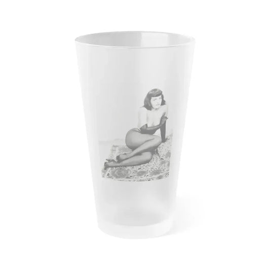 Bettie Page #968 (Vintage Female Icon) Frosted Pint Glass 16oz 16oz Frosted - Go Mug Yourself