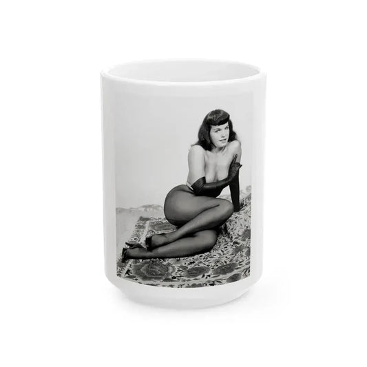 Bettie Page #968 (Vintage Female Icon) White Coffee Mug 15oz - Go Mug Yourself