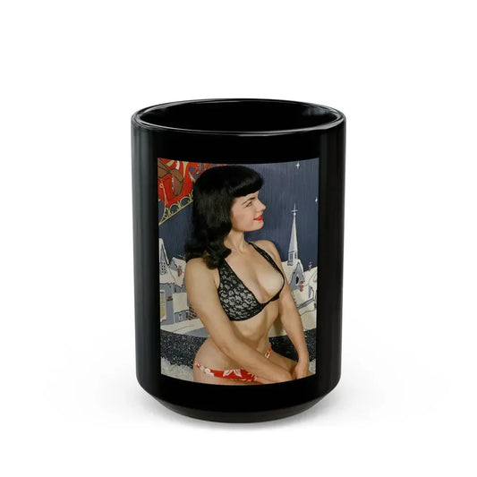Bettie Page #97 (Vintage Female Icon) Black Coffee Mug 15oz - Go Mug Yourself