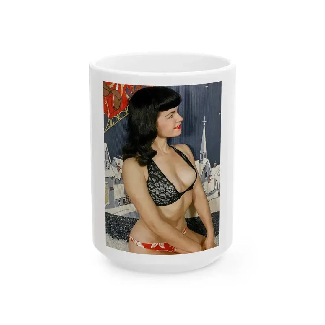 Bettie Page #97 (Vintage Female Icon) White Coffee Mug - Go Mug Yourself