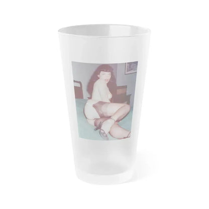 Bettie Page #977 (Vintage Female Icon) Frosted Pint Glass 16oz 16oz Frosted - Go Mug Yourself