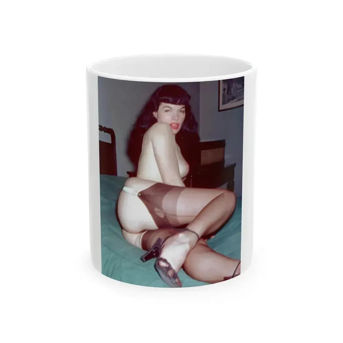 Bettie Page #977 (Vintage Female Icon) White Coffee Mug 11oz - Go Mug Yourself