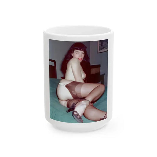 Bettie Page #977 (Vintage Female Icon) White Coffee Mug 15oz - Go Mug Yourself