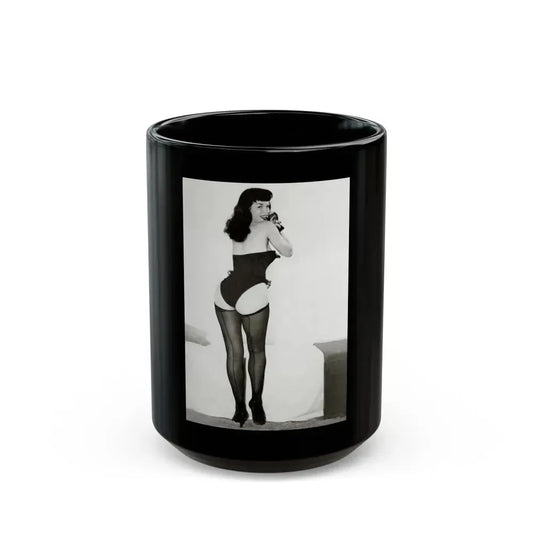 Bettie Page #979 (Vintage Female Icon) Black Coffee Mug 15oz - Go Mug Yourself