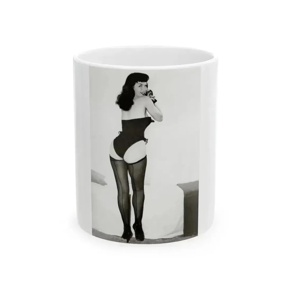 Bettie Page #979 (Vintage Female Icon) White Coffee Mug 11oz - Go Mug Yourself