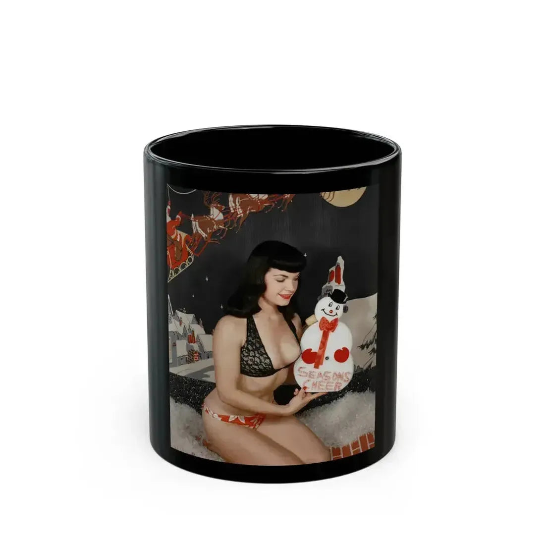 Bettie Page #98 (Vintage Female Icon) Black Coffee Mug 11oz - Go Mug Yourself