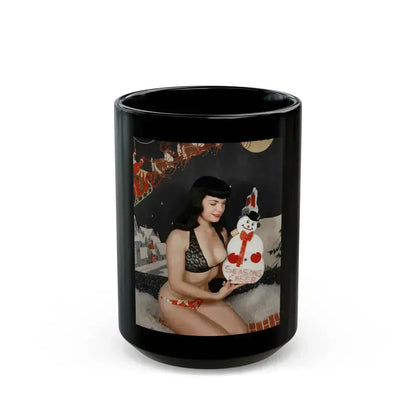 Bettie Page #98 (Vintage Female Icon) Black Coffee Mug 15oz - Go Mug Yourself