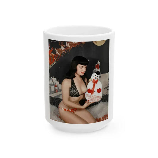 Bettie Page #98 (Vintage Female Icon) White Coffee Mug 15oz - Go Mug Yourself