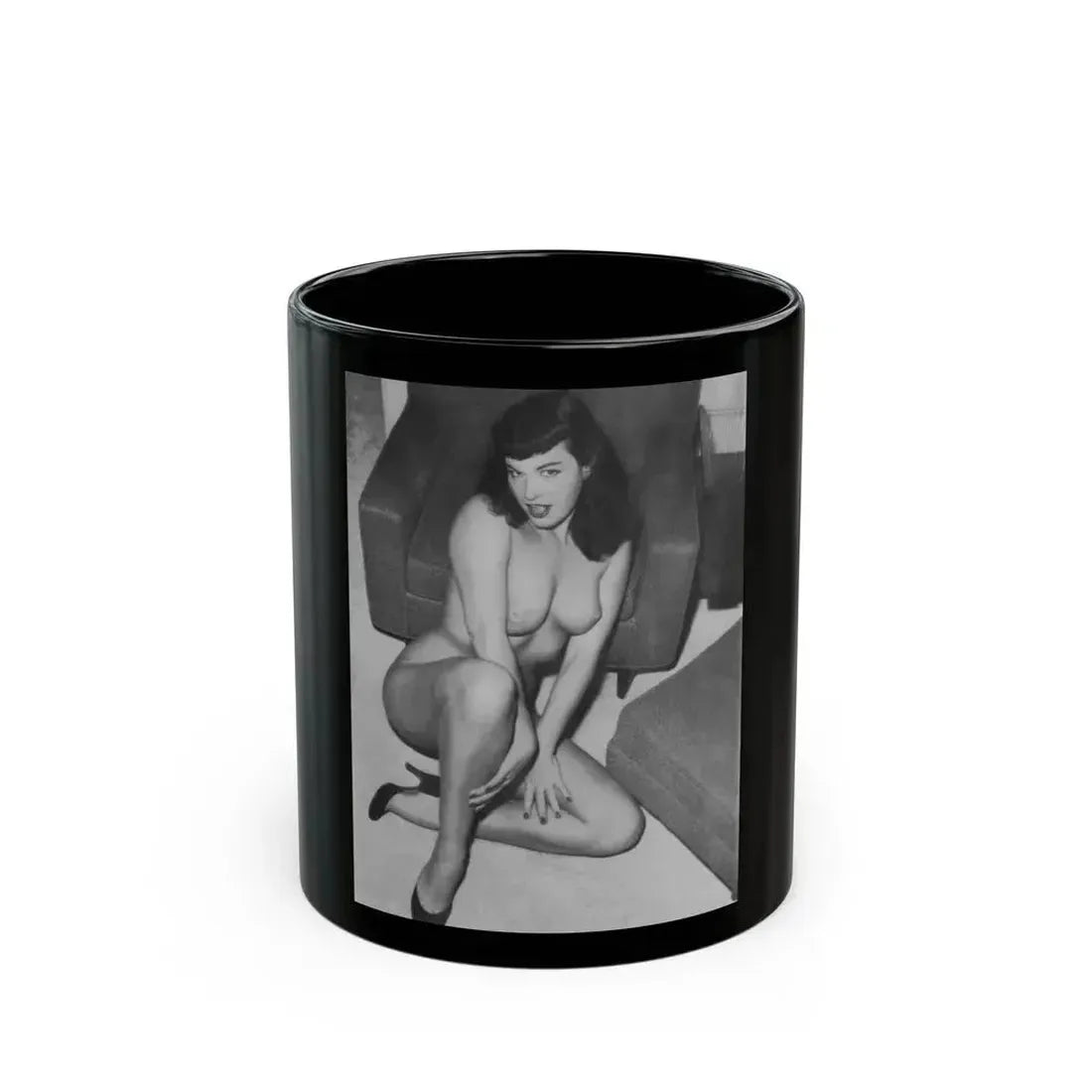 Bettie Page #982 (Vintage Female Icon) Black Coffee Mug 11oz - Go Mug Yourself