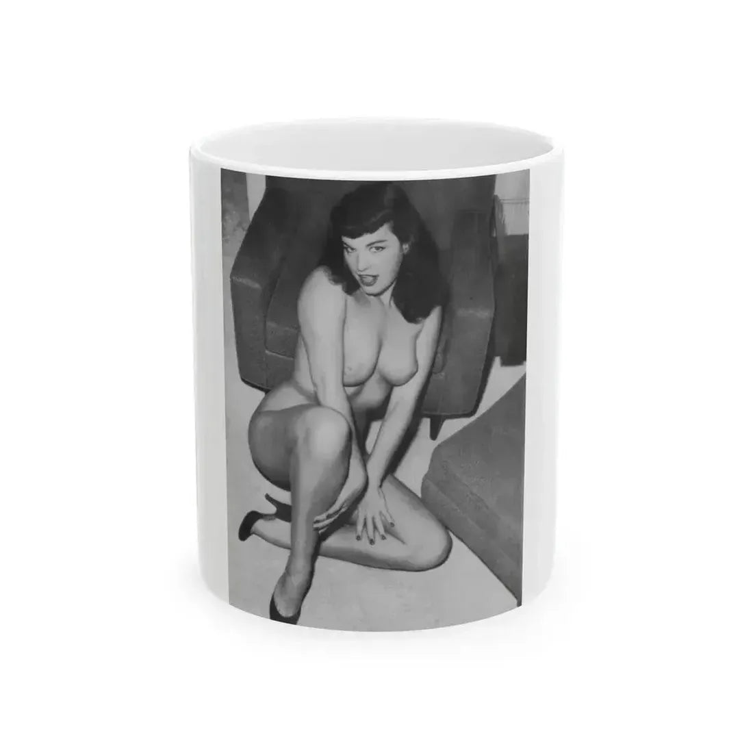 Bettie Page #982 (Vintage Female Icon) White Coffee Mug 11oz - Go Mug Yourself