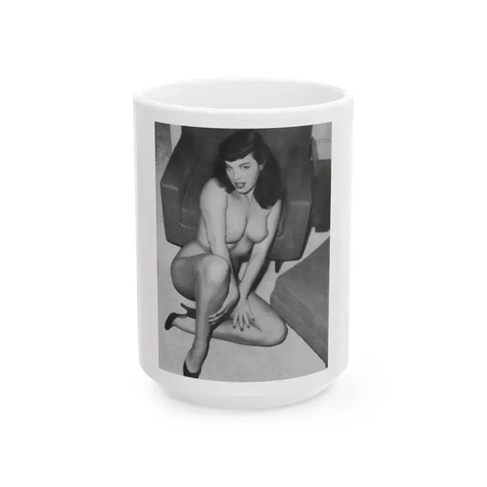 Bettie Page #982 (Vintage Female Icon) White Coffee Mug 15oz - Go Mug Yourself