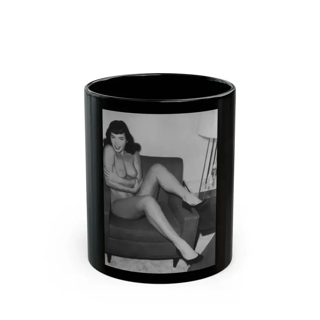 Bettie Page #983 (Vintage Female Icon) Black Coffee Mug 11oz - Go Mug Yourself
