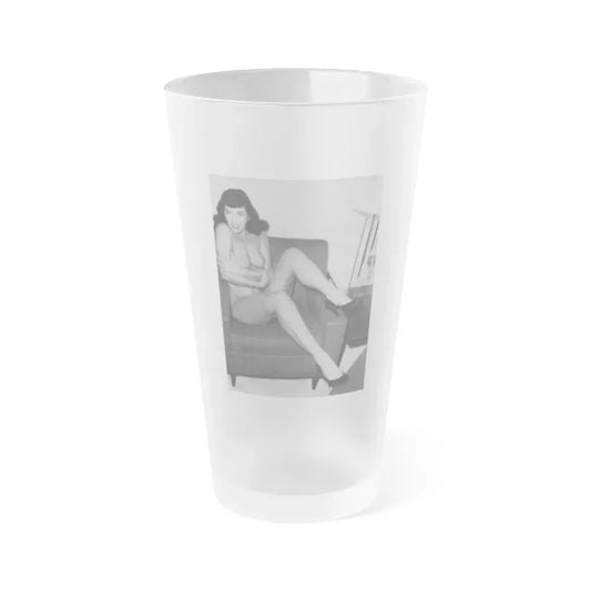 Bettie Page #983 (Vintage Female Icon) Frosted Pint Glass 16oz 16oz Frosted - Go Mug Yourself