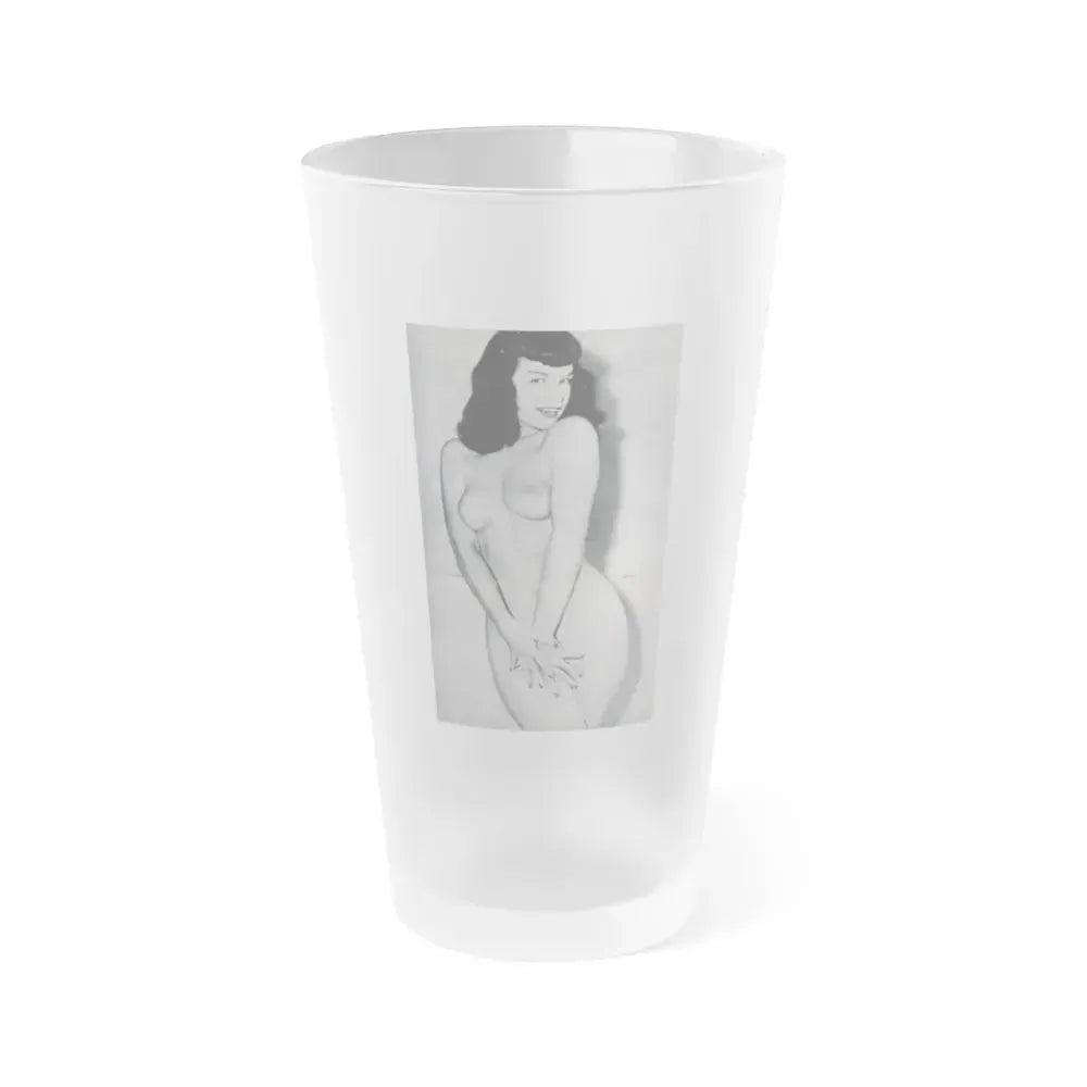 Bettie Page #985 (Vintage Female Icon) Frosted Pint Glass 16oz 16oz Frosted - Go Mug Yourself