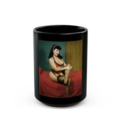 Bettie Page #986 (Vintage Female Icon) Black Coffee Mug 15oz - Go Mug Yourself