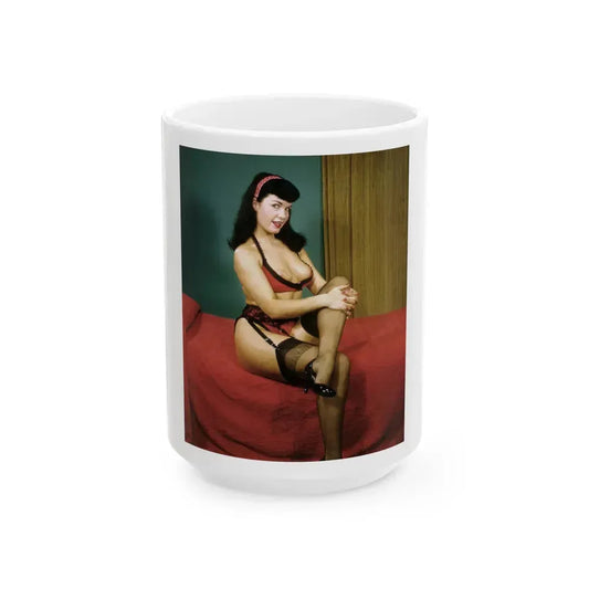 Bettie Page #986 (Vintage Female Icon) White Coffee Mug 15oz - Go Mug Yourself