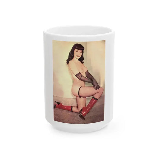 Bettie Page #987 (Vintage Female Icon) White Coffee Mug 15oz - Go Mug Yourself