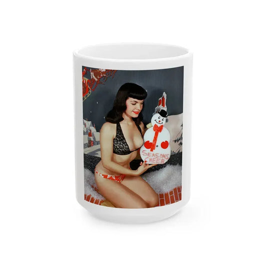 Bettie Page #99 (Vintage Female Icon) White Coffee Mug 15oz - Go Mug Yourself
