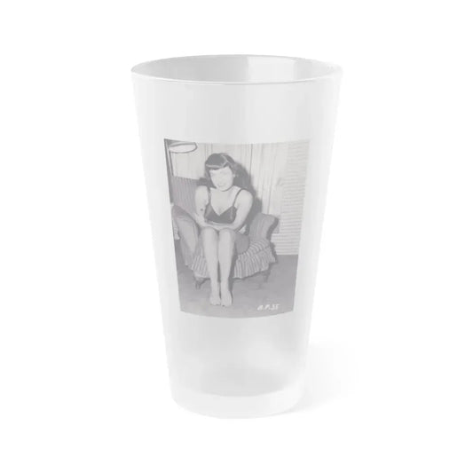 Bettie Page #991 (Vintage Female Icon) Frosted Pint Glass 16oz 16oz Frosted - Go Mug Yourself