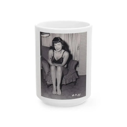 Bettie Page #991 (Vintage Female Icon) White Coffee Mug 15oz - Go Mug Yourself