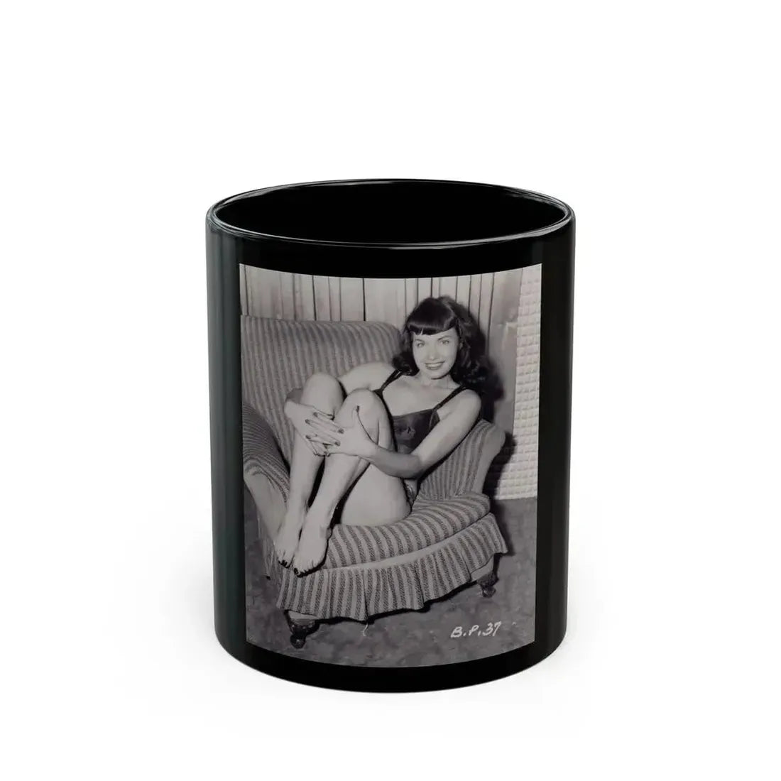 Bettie Page #992 (Vintage Female Icon) Black Coffee Mug 11oz - Go Mug Yourself