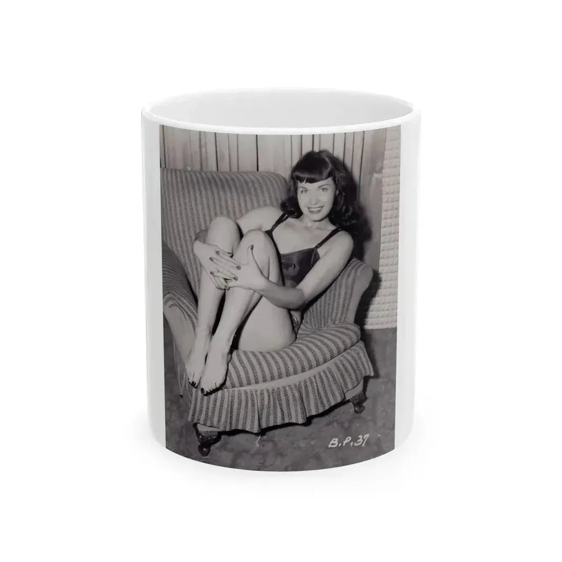 Bettie Page #992 (Vintage Female Icon) White Coffee Mug 11oz - Go Mug Yourself