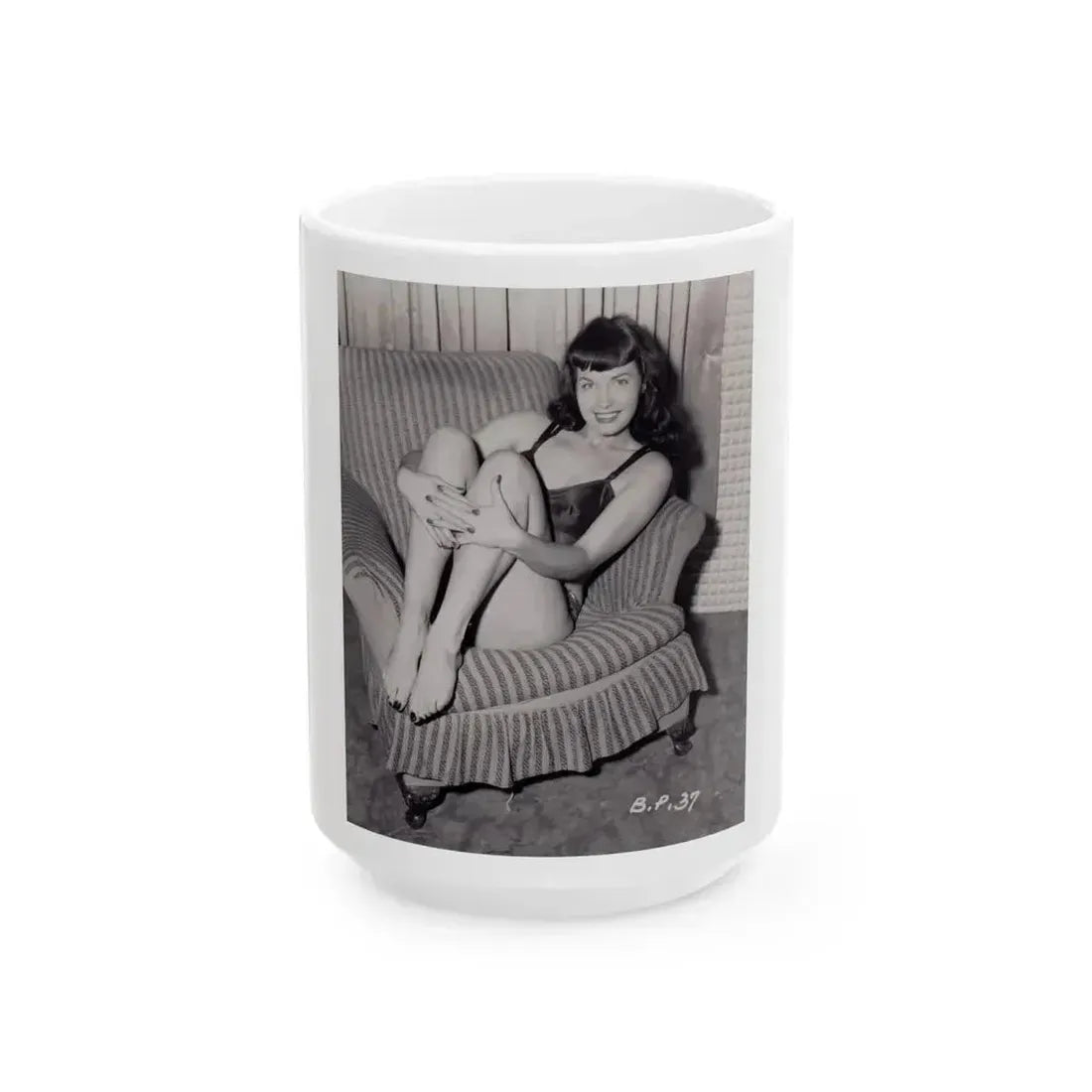 Bettie Page #992 (Vintage Female Icon) White Coffee Mug 15oz - Go Mug Yourself