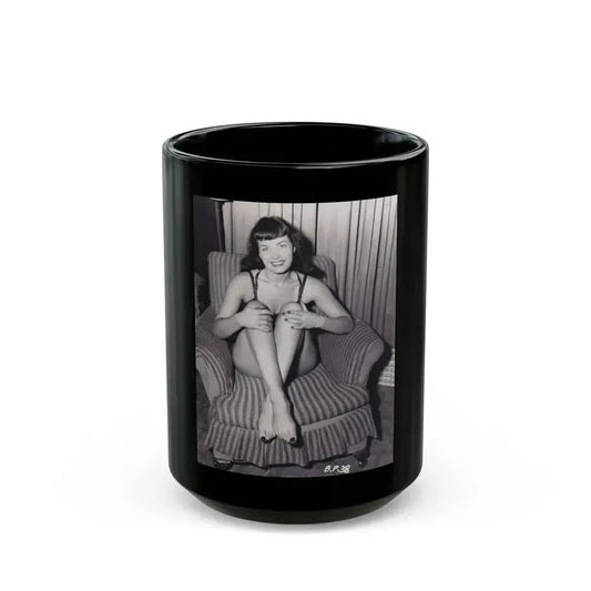 Bettie Page #993 (Vintage Female Icon) Black Coffee Mug 15oz - Go Mug Yourself