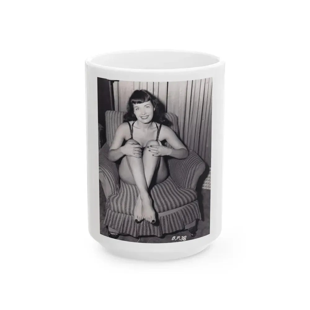 Bettie Page #993 (Vintage Female Icon) White Coffee Mug 15oz - Go Mug Yourself