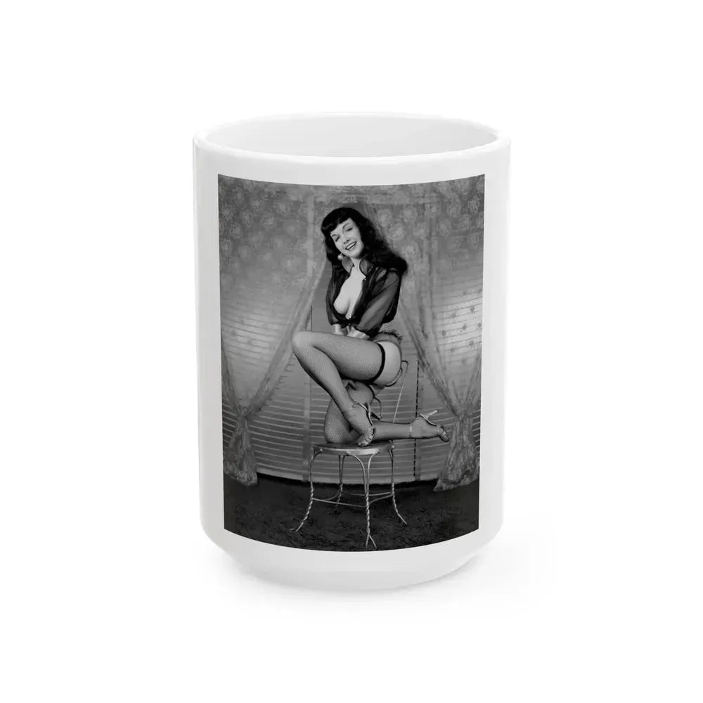 Bettie Page #995 (Vintage Female Icon) White Coffee Mug 15oz - Go Mug Yourself