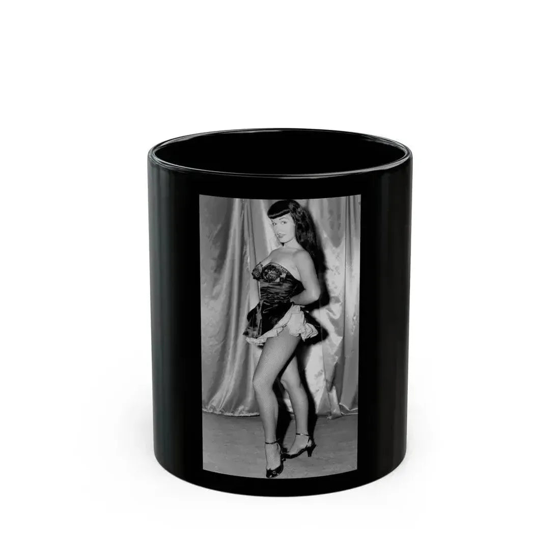 Bettie Page #996 (Vintage Female Icon) Black Coffee Mug 11oz - Go Mug Yourself