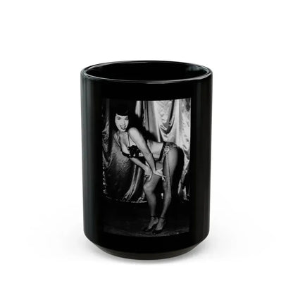 Bettie Page #997 (Vintage Female Icon) Black Coffee Mug 15oz - Go Mug Yourself