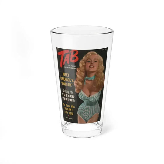Betty Brosmer #163 - Tab Digest Mag. April '55 - Betty on Cover in Color (Vintage Female Icon) Pint Glass 16oz 16oz - Go Mug Yourself