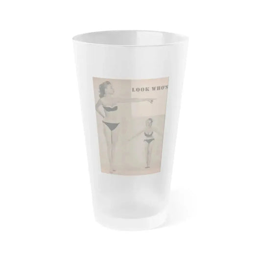 Betty Brosmer #164 - Cover Girls Models Jan. '53 - 2 B&W Photos (Vintage Female Icon) Frosted Pint Glass 16oz 16oz Frosted - Go Mug Yourself