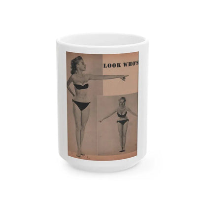 Betty Brosmer #164 - Cover Girls Models Jan. '53 - 2 B&W Photos (Vintage Female Icon) White Coffee Mug 15oz - Go Mug Yourself