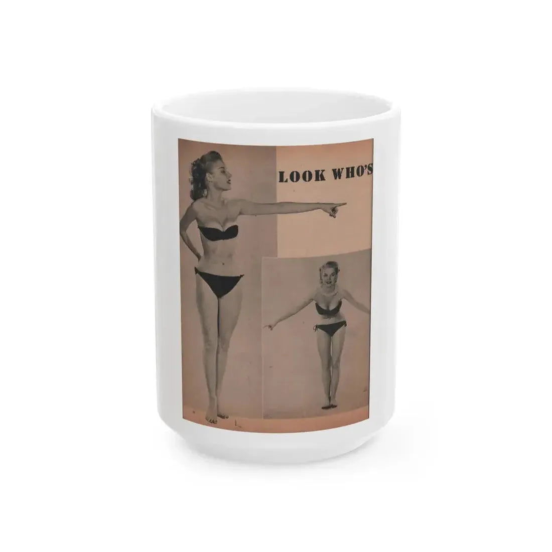 Betty Brosmer #164 - Cover Girls Models Jan. '53 - 2 B&W Photos (Vintage Female Icon) White Coffee Mug 15oz - Go Mug Yourself