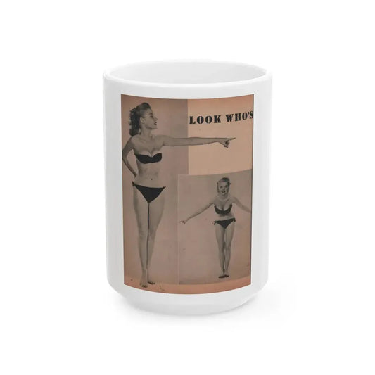Betty Brosmer #164 - Cover Girls Models Jan. '53 - 2 B&W Photos (Vintage Female Icon) White Coffee Mug 15oz - Go Mug Yourself