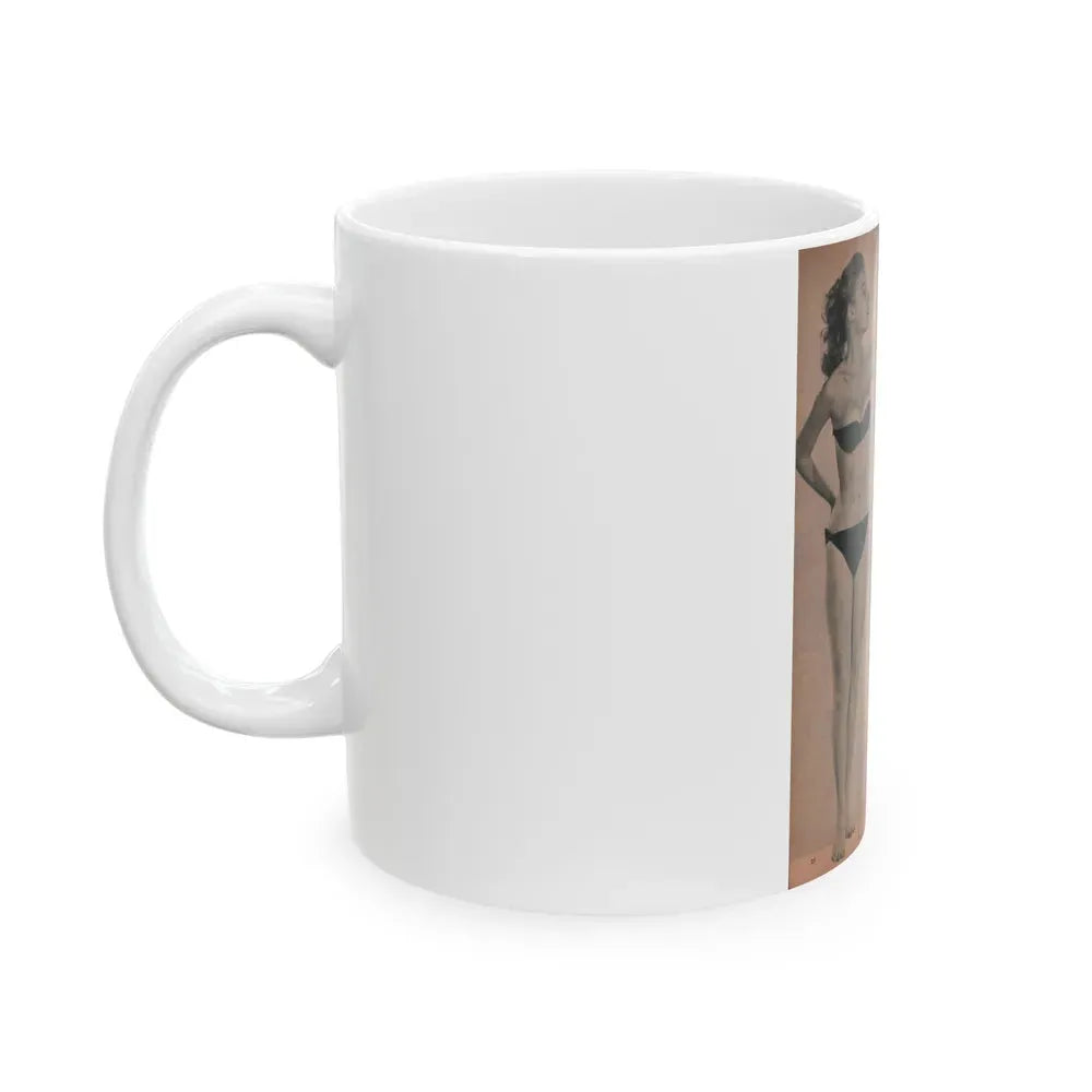 Betty Brosmer #164 - Cover Girls Models Jan. '53 - 2 B&W Photos (Vintage Female Icon) White Coffee Mug - Go Mug Yourself