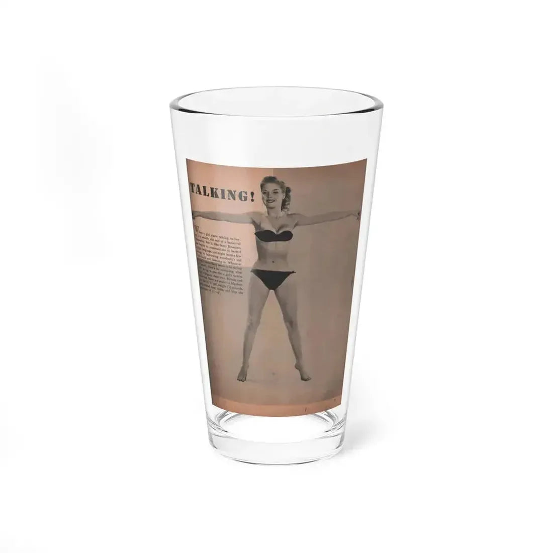 Betty Brosmer #165 - Cover Girls Models Jan. '53 - 1 B&W Photo (Vintage Female Icon) Pint Glass 16oz 16oz - Go Mug Yourself