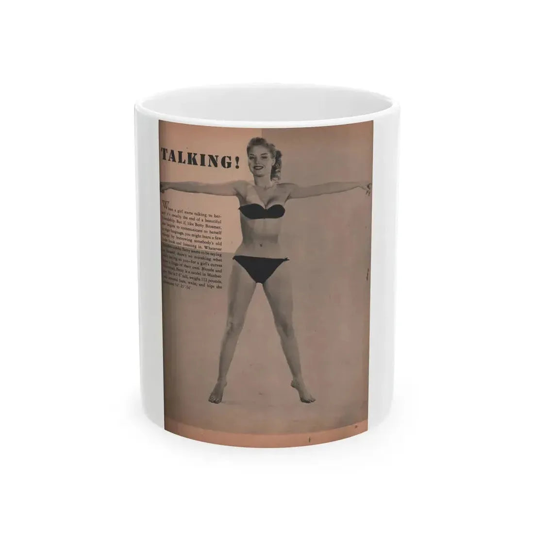 Betty Brosmer #165 - Cover Girls Models Jan. '53 - 1 B&W Photo (Vintage Female Icon) White Coffee Mug 11oz - Go Mug Yourself