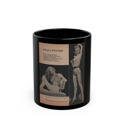 Betty Brosmer #166 - Gala Mag. Jan. '53 - 2 B&W Photos & Captions (Vintage Female Icon) Black Coffee Mug 11oz - Go Mug Yourself