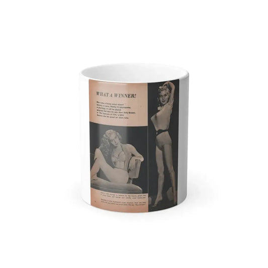 Betty Brosmer #166 - Gala Mag. Jan. '53 - 2 B&W Photos & Captions (Vintage Female Icon) Color Changing Mug 11oz 11oz - Go Mug Yourself
